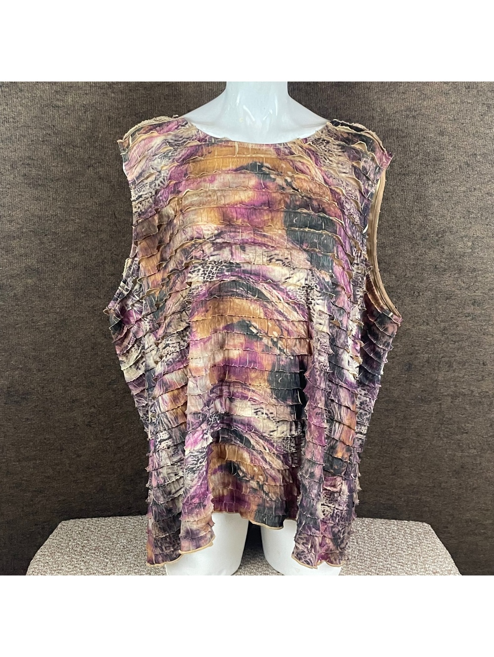 Coldwater Creek Tank Top 3X Forest Fairy Whimsigoth Layered Mesh Abstract 241